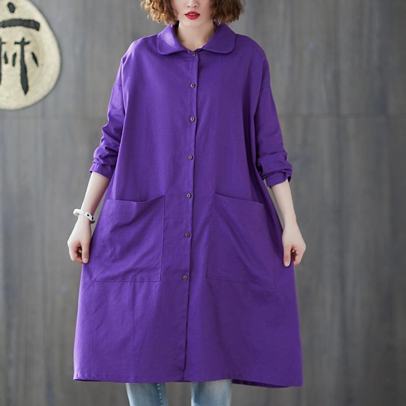 Women Plus Size Long Sleeve Shirt Overcoat-STYLEGOING