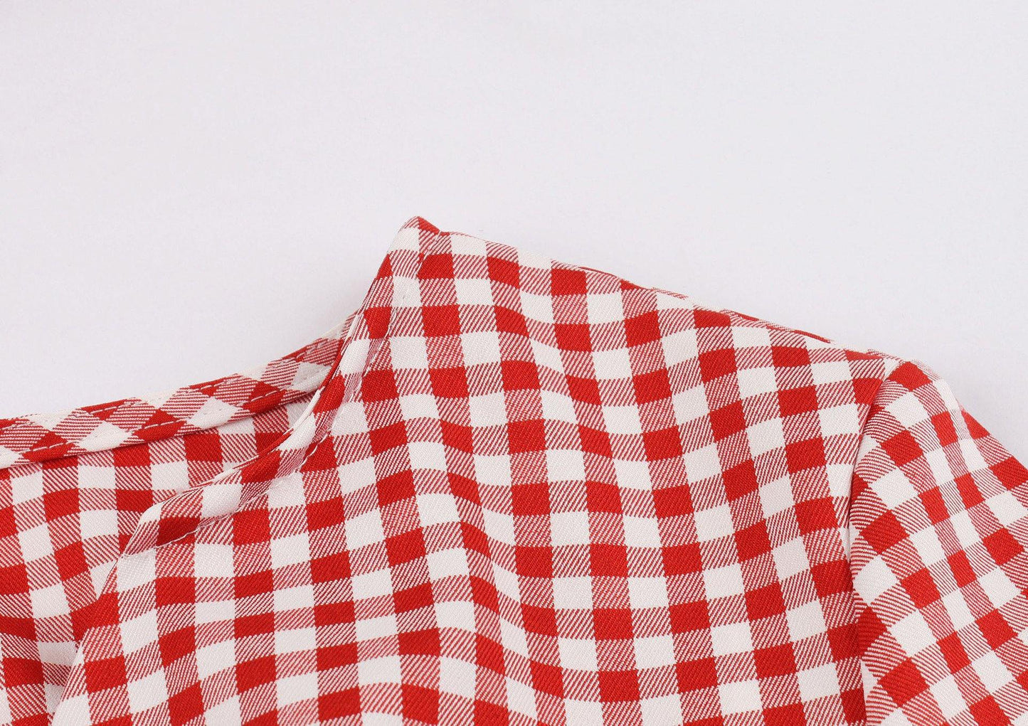 Half Sleeves Plaid Retro Dresses with Button-STYLEGOING