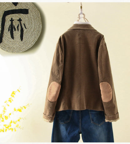 Corduroy Office Lady Coffee Blazers for Women