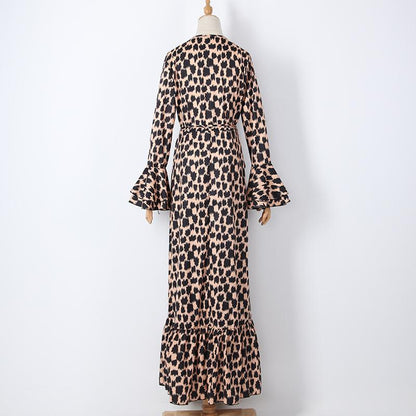Women Sexy Leopard Summer Long Dresses-STYLEGOING