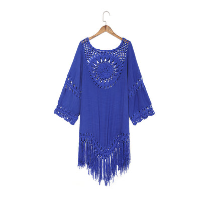 Summer Holdiay Crochet Tassels Beach Cover Up Dresses