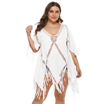 Women Plus Sizes Tassel Cover Ups-STYLEGOING