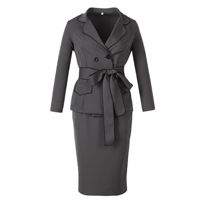 Gray Women Fashion Office Lady Fall Dress Suits-STYLEGOING