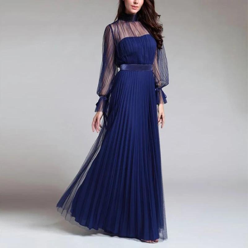 Blue Elegant Women Party Evening Dresses for Winter-STYLEGOING