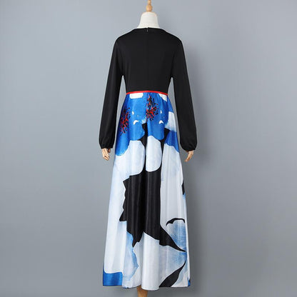 Plus Sizes V Neck Long Sleeves Dresses with Belt-STYLEGOING