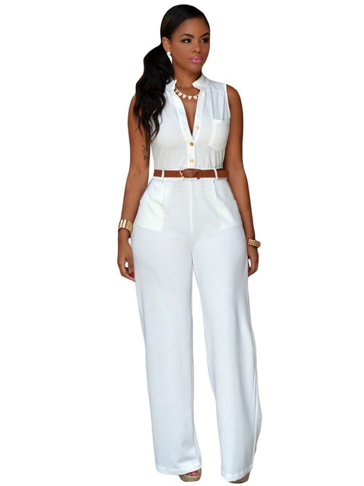 Sexy Pocket Jumsuits with Belt-STYLEGOING