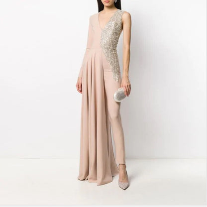 Sexy Deep V Neck Slim Jumpsuits Rompers