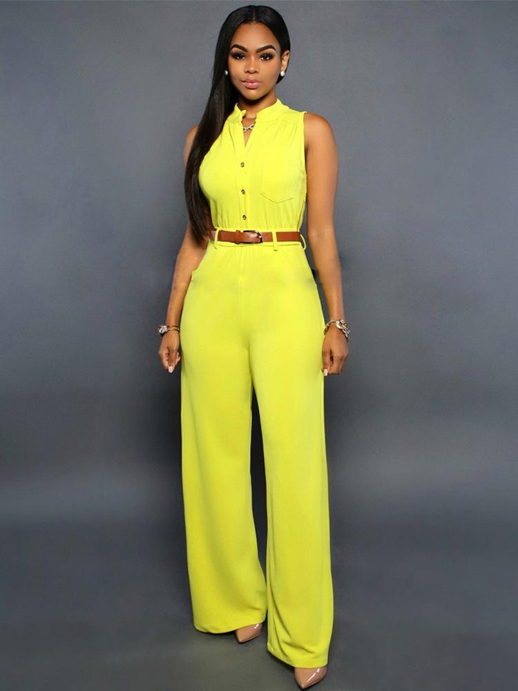 Sexy Pocket Jumsuits with Belt-STYLEGOING