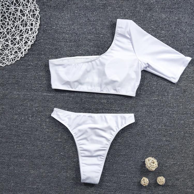 One Shoulder Half Sleeves Summer Beach Tankini-STYLEGOING