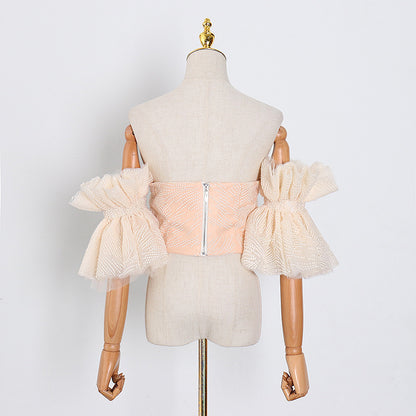 Designed Embroidery Backless Stapless Tops