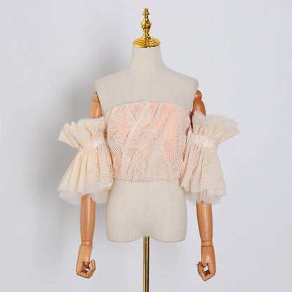 Designed Embroidery Backless Stapless Tops