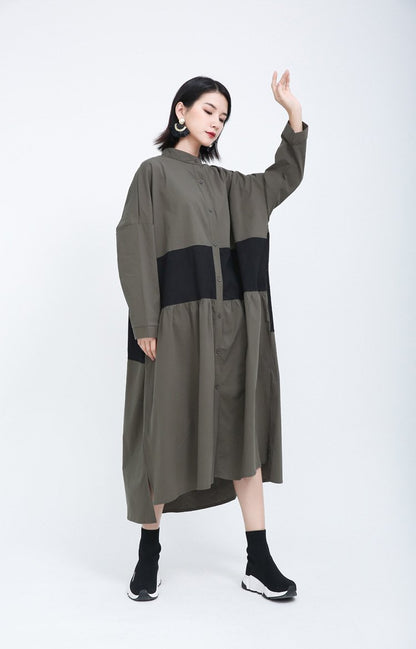Women Causal Linen Contrast Long Cozy Fall Dresses