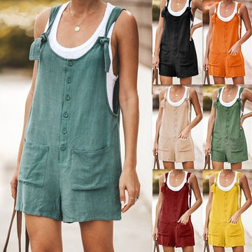 Casual Linen Summer Daily Suspender Pants