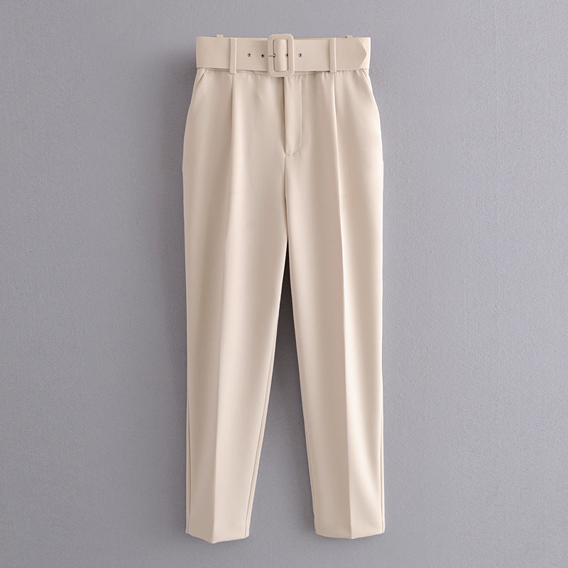 Women High Waist Casual Cropped Pants