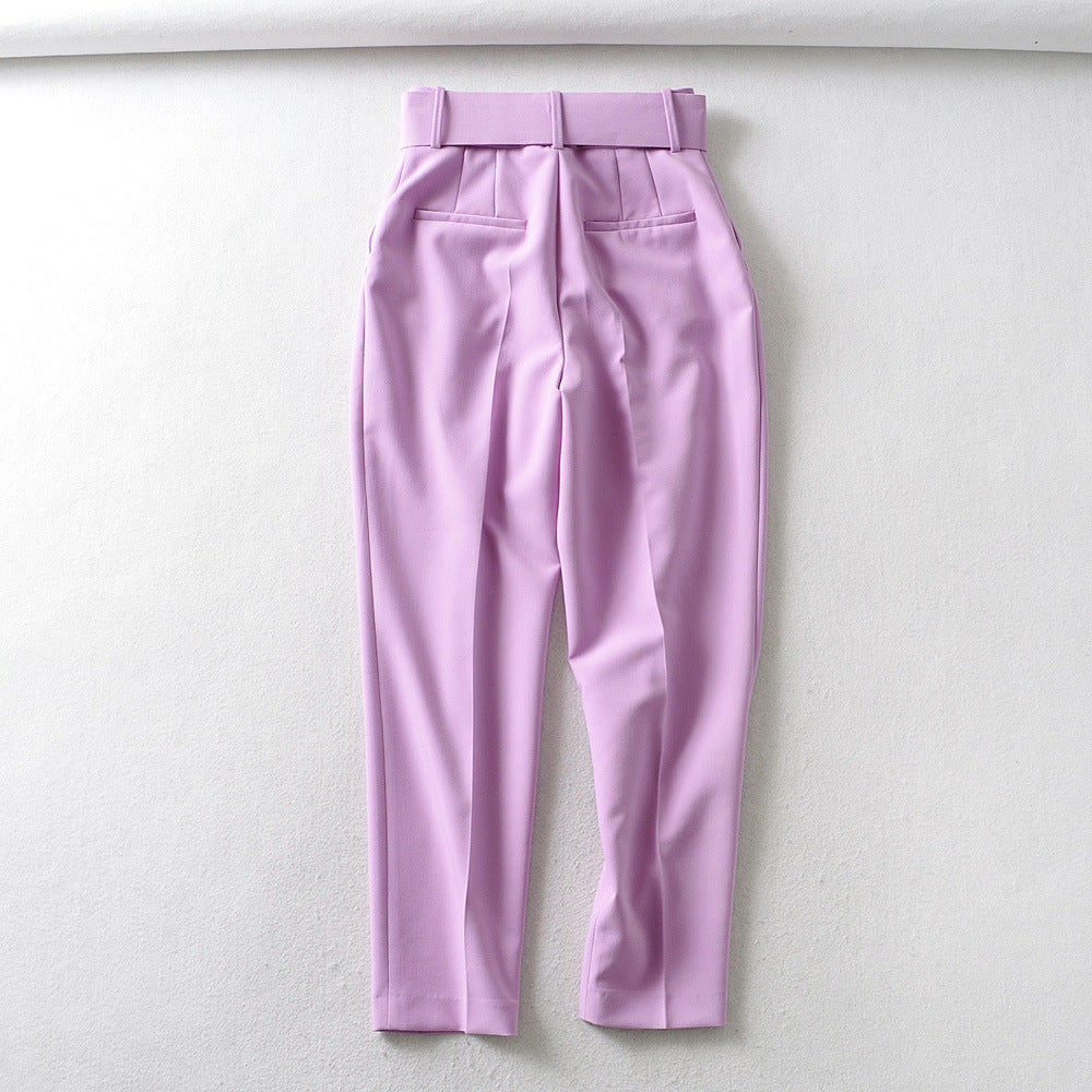 Women High Waist Casual Cropped Pants