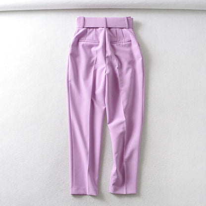 Women High Waist Casual Cropped Pants