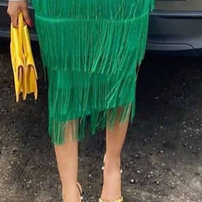 Sexy High Waist Tassels Plus Sizes Women Party Skirts