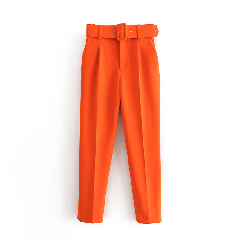 Women High Waist Casual Cropped Pants