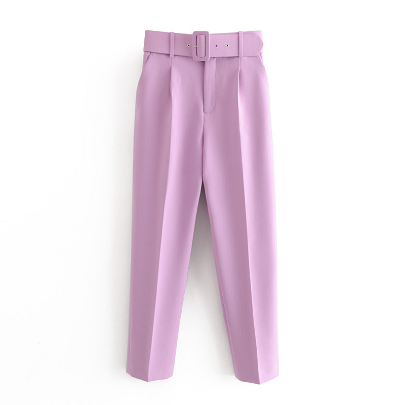 Women High Waist Casual Cropped Pants