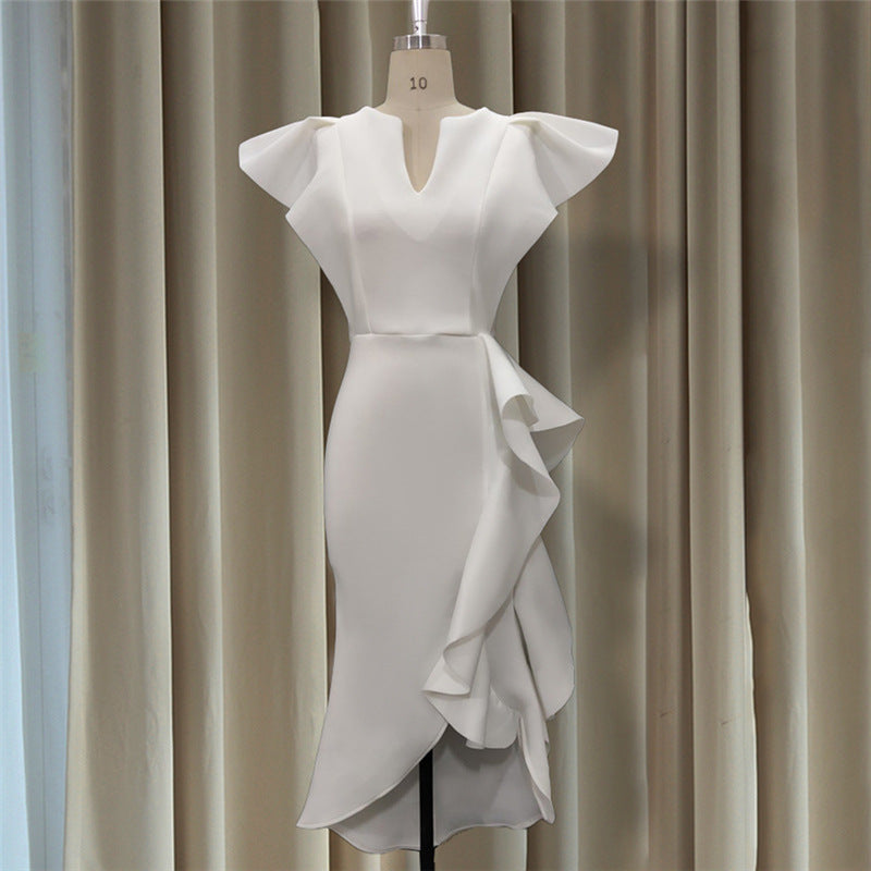 Irregular Women High Waist Ruffled Plus Sizes Dresses