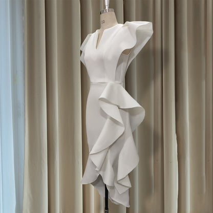 Irregular Women High Waist Ruffled Plus Sizes Dresses