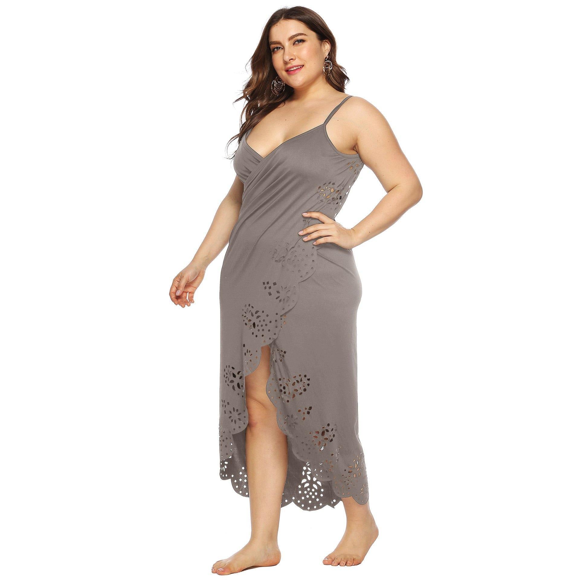 Women Plus Sizes Irregular Long Cover Ups-STYLEGOING