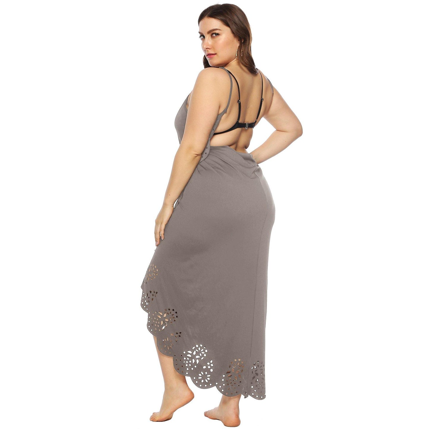 Women Plus Sizes Irregular Long Cover Ups-STYLEGOING