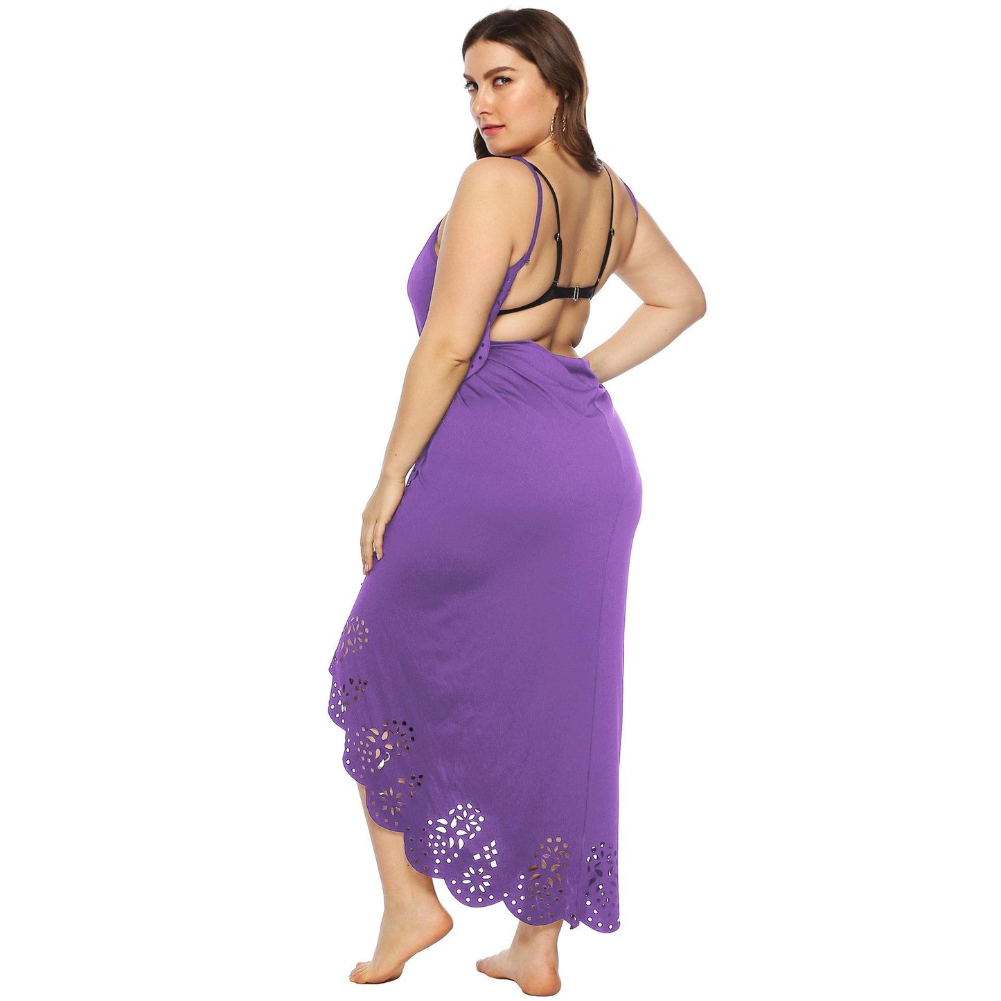 Women Plus Sizes Irregular Long Cover Ups-STYLEGOING
