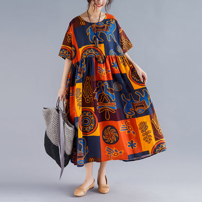 Summer Plus Sizes Print Long Maxi Dresses