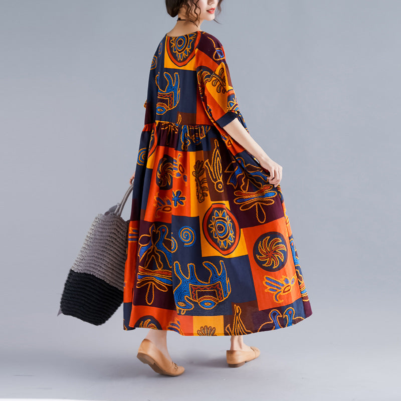 Summer Plus Sizes Print Long Maxi Dresses