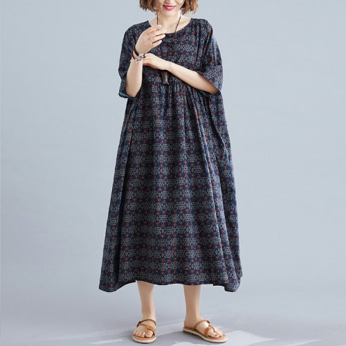 Vintage Linen Plus Sizes Summer Long Maxi Dresses