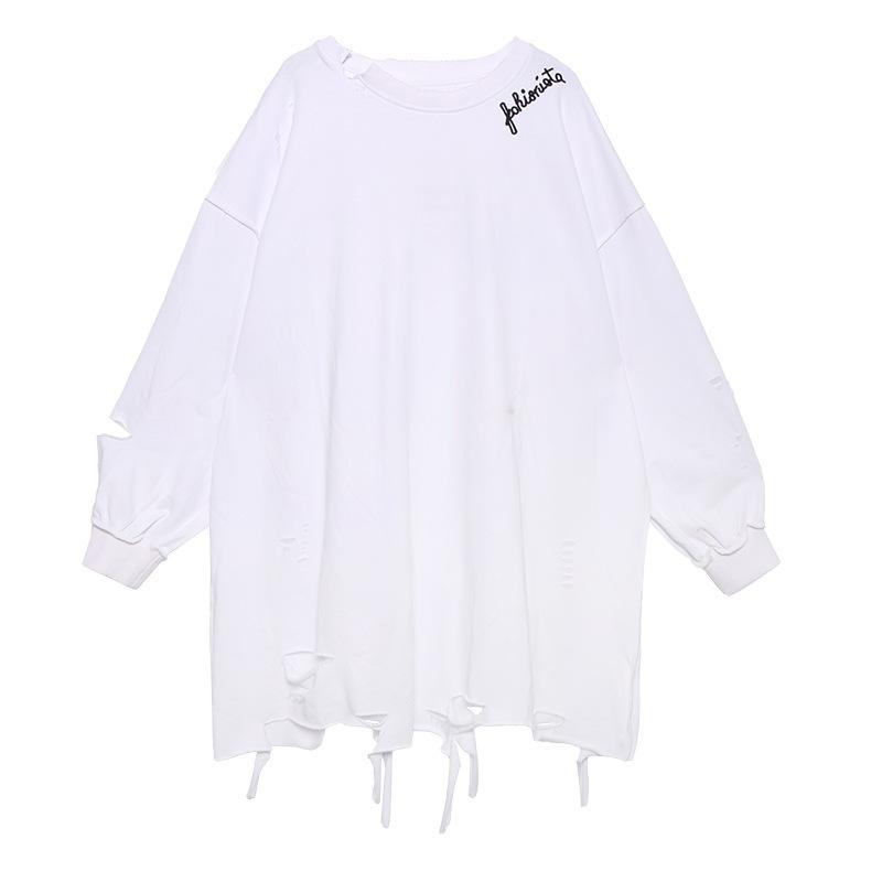 Plus Sizes Broken Holes Hoodies-STYLEGOING