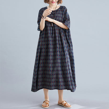 Vintage Linen Plus Sizes Summer Long Maxi Dresses