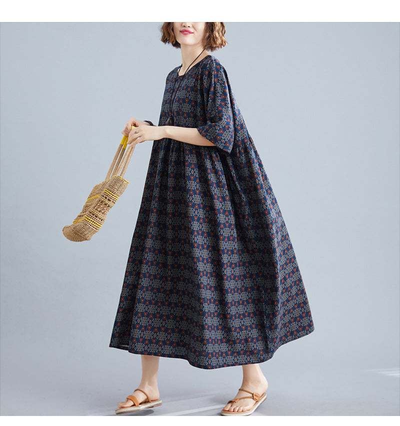 Vintage Linen Plus Sizes Summer Long Maxi Dresses