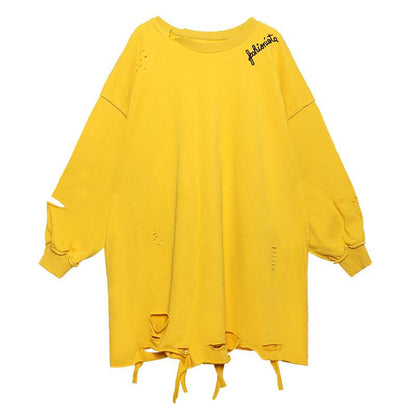 Plus Sizes Broken Holes Hoodies-STYLEGOING