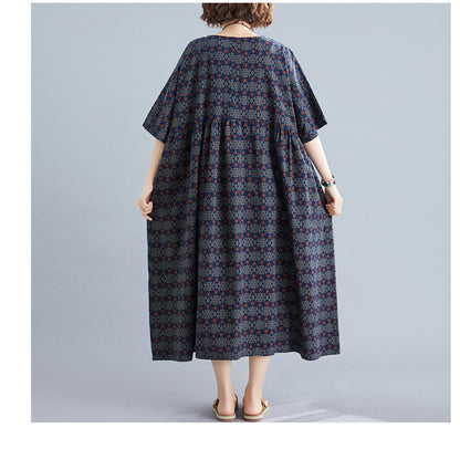 Vintage Linen Plus Sizes Summer Long Maxi Dresses