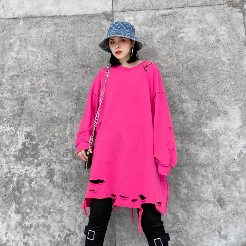 Plus Sizes Broken Holes Hoodies-STYLEGOING