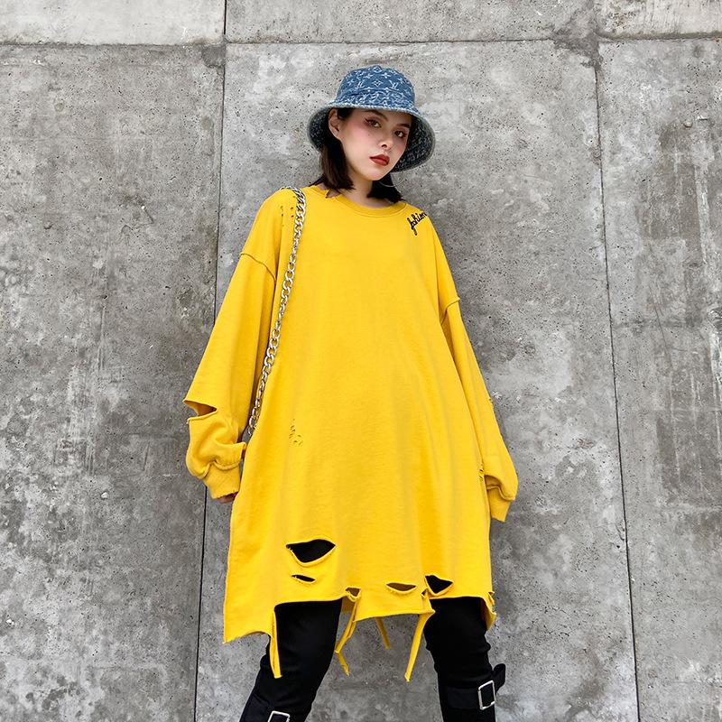Plus Sizes Broken Holes Hoodies-STYLEGOING
