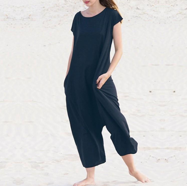 Women Leisure Short Sleeves Loose Jumsuits-STYLEGOING