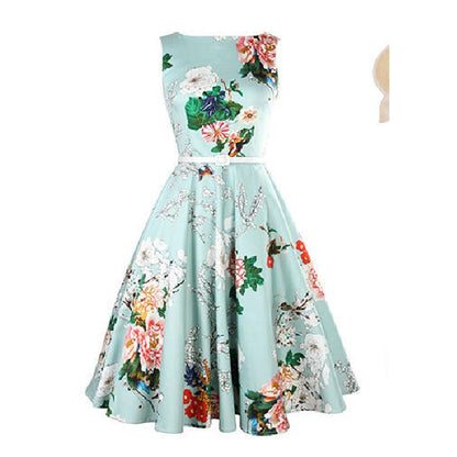 Vintage Off The Shoulder Floral Print Dresses