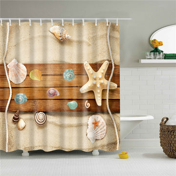 Starfish Print Fabric Shower Curtain-STYLEGOING