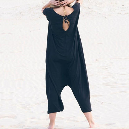 Women Leisure Short Sleeves Loose Jumsuits-STYLEGOING