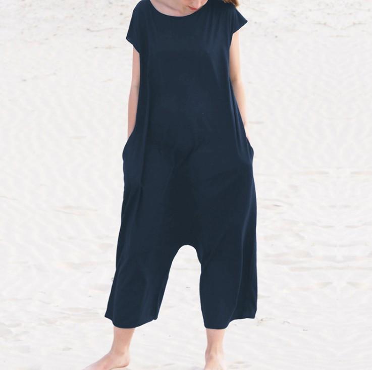 Women Leisure Short Sleeves Loose Jumsuits-STYLEGOING