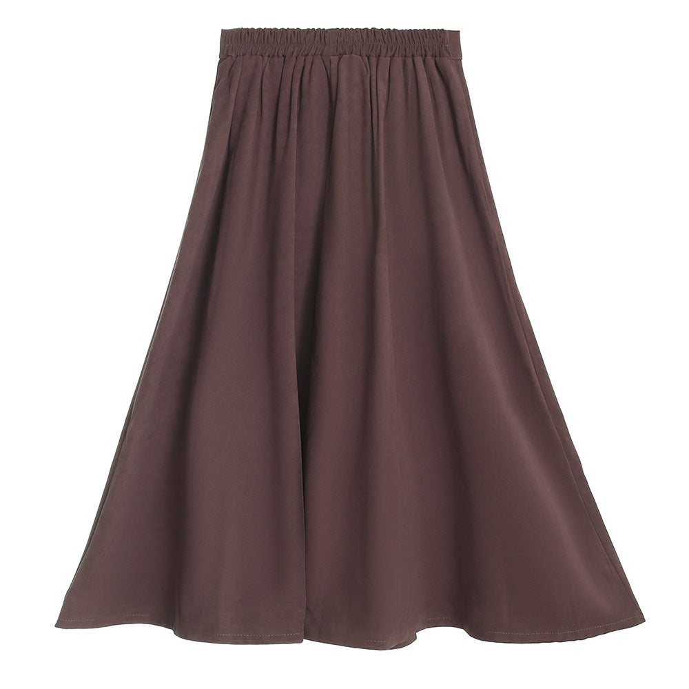Dark Pink High Waist Elastic Waist Women Skirts for Four Seasons