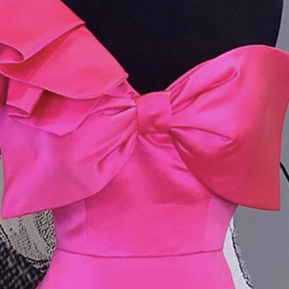 Sexy One Shoulder Ruffled Bowknot Evening Dresses