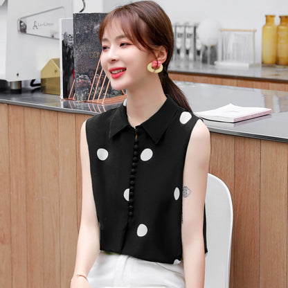 Elegant Summer Dot Print Sleeves Shirts