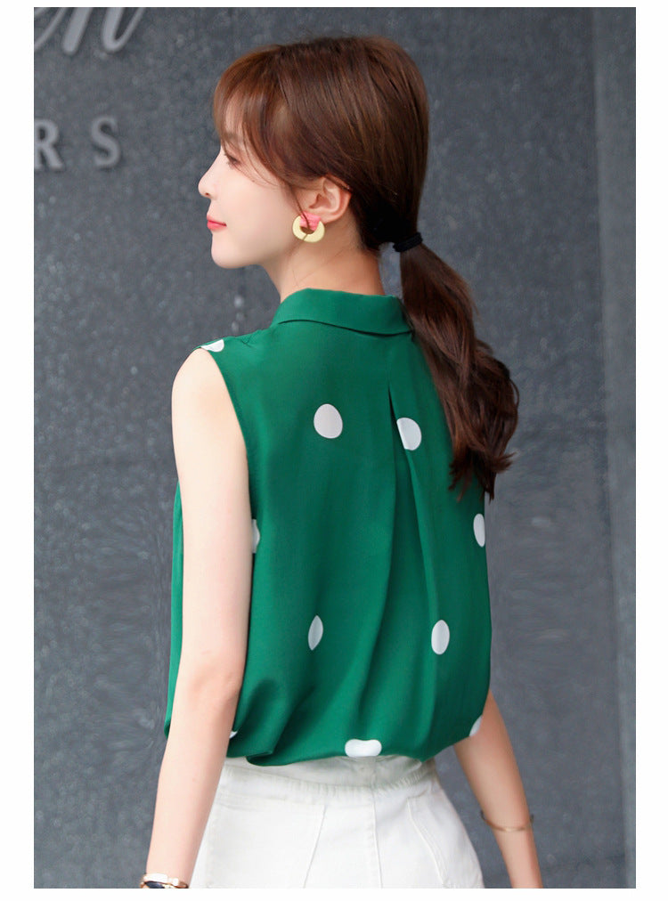 Elegant Summer Dot Print Sleeves Shirts