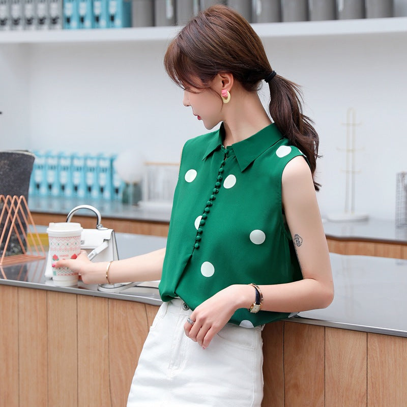 Elegant Summer Dot Print Sleeves Shirts