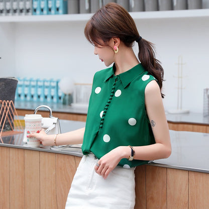 Elegant Summer Dot Print Sleeves Shirts