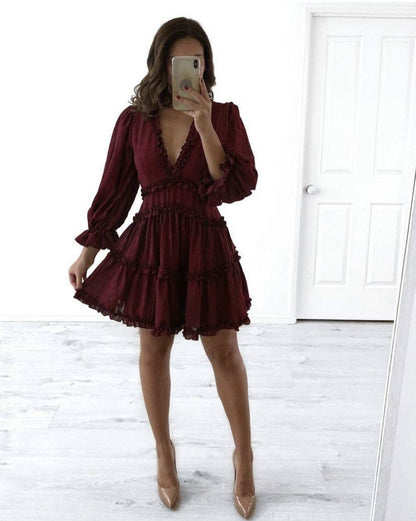 Sexy Backless Ruffled Short Beach Dresses-STYLEGOING